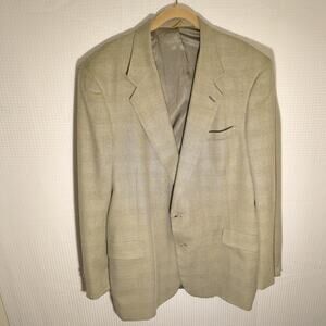 Sterling & Hunt 42R Blazer Mens Beige Glen Plaid Wool Blend Sport Coat Jacket